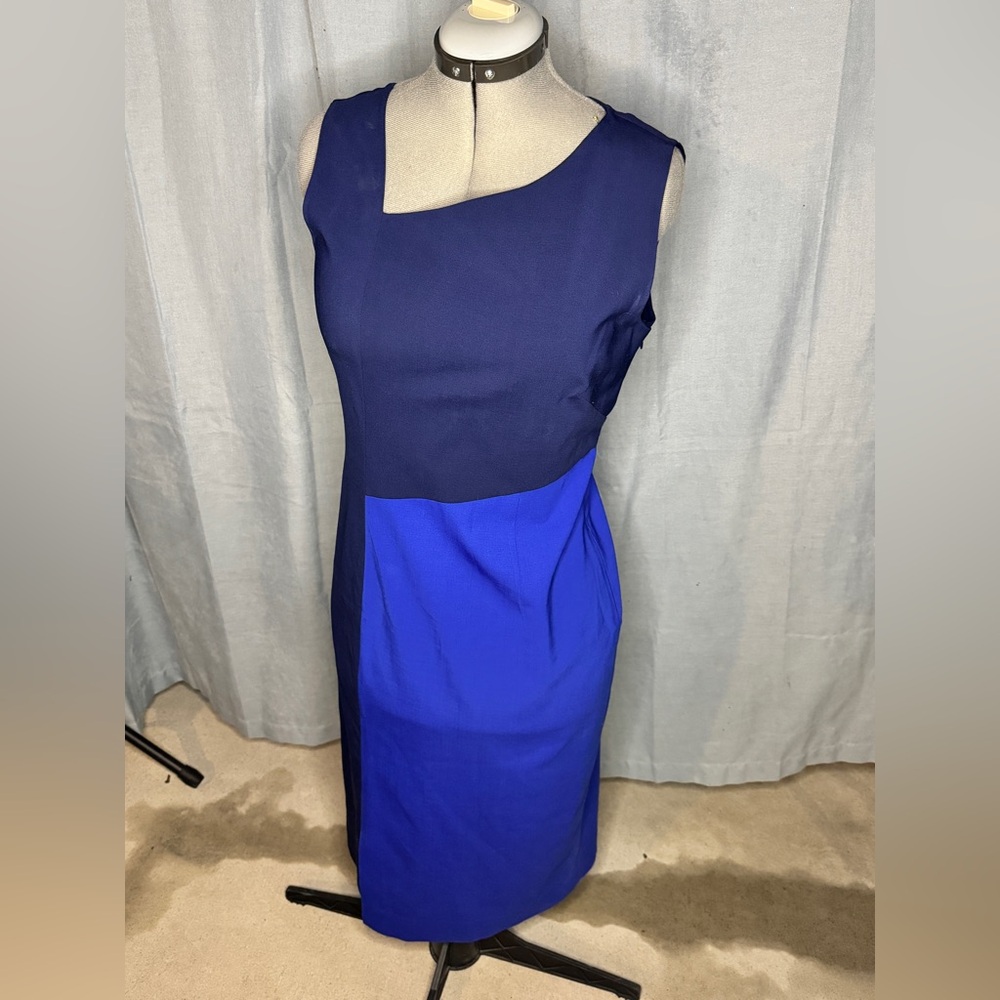 Diane Von Furstenberg Navy and Cobalt Midi Dress